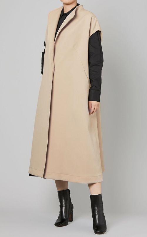 ベルト付ワイドシルエットロングジレ