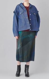 プリントプリーツドッキングワンピース