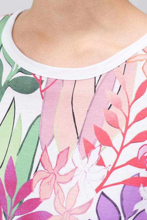 コットンリーフプリントTシャツ