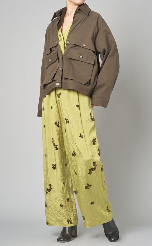 フロッキーギャザースリーブブラウス