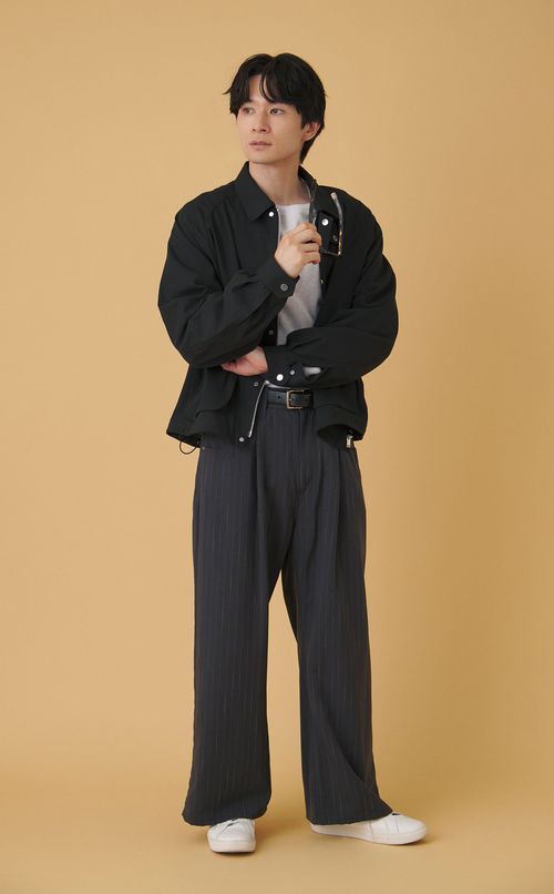 ストライプワイドワンタックパンツ