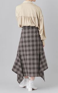 チェックパネルドレープスカー卜