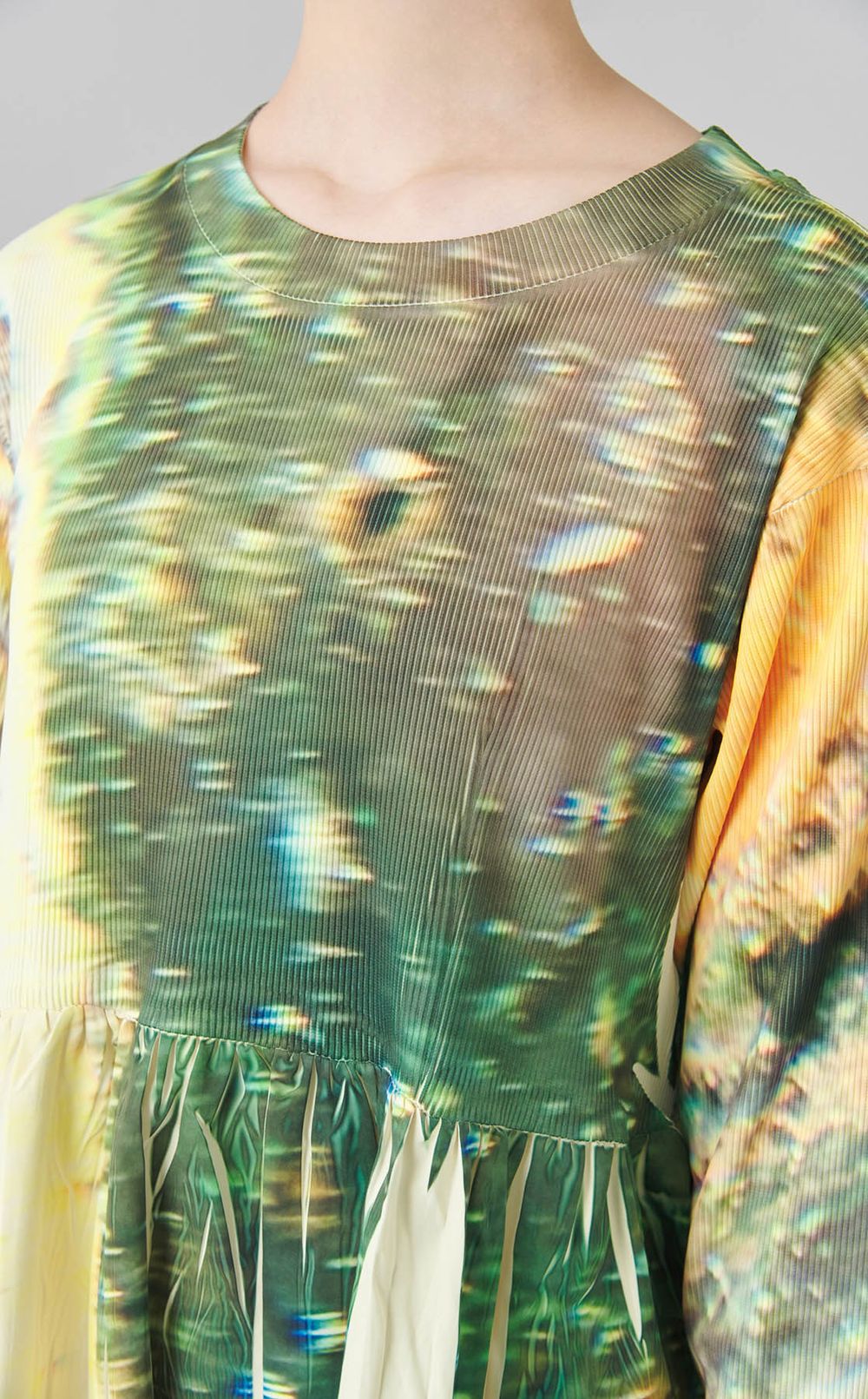ダイレクトプリントリブギャザーワンピース