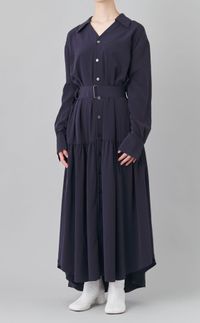 ギャザーロングシャツワンピース