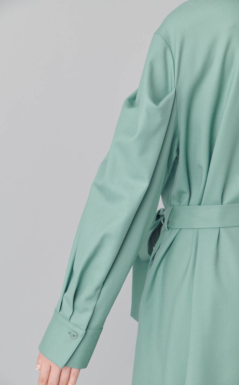 ベルト付きウールシャツワンピース