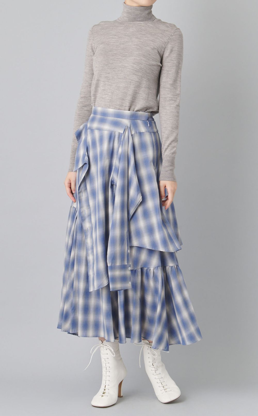 シャツドッキングチェックスカート