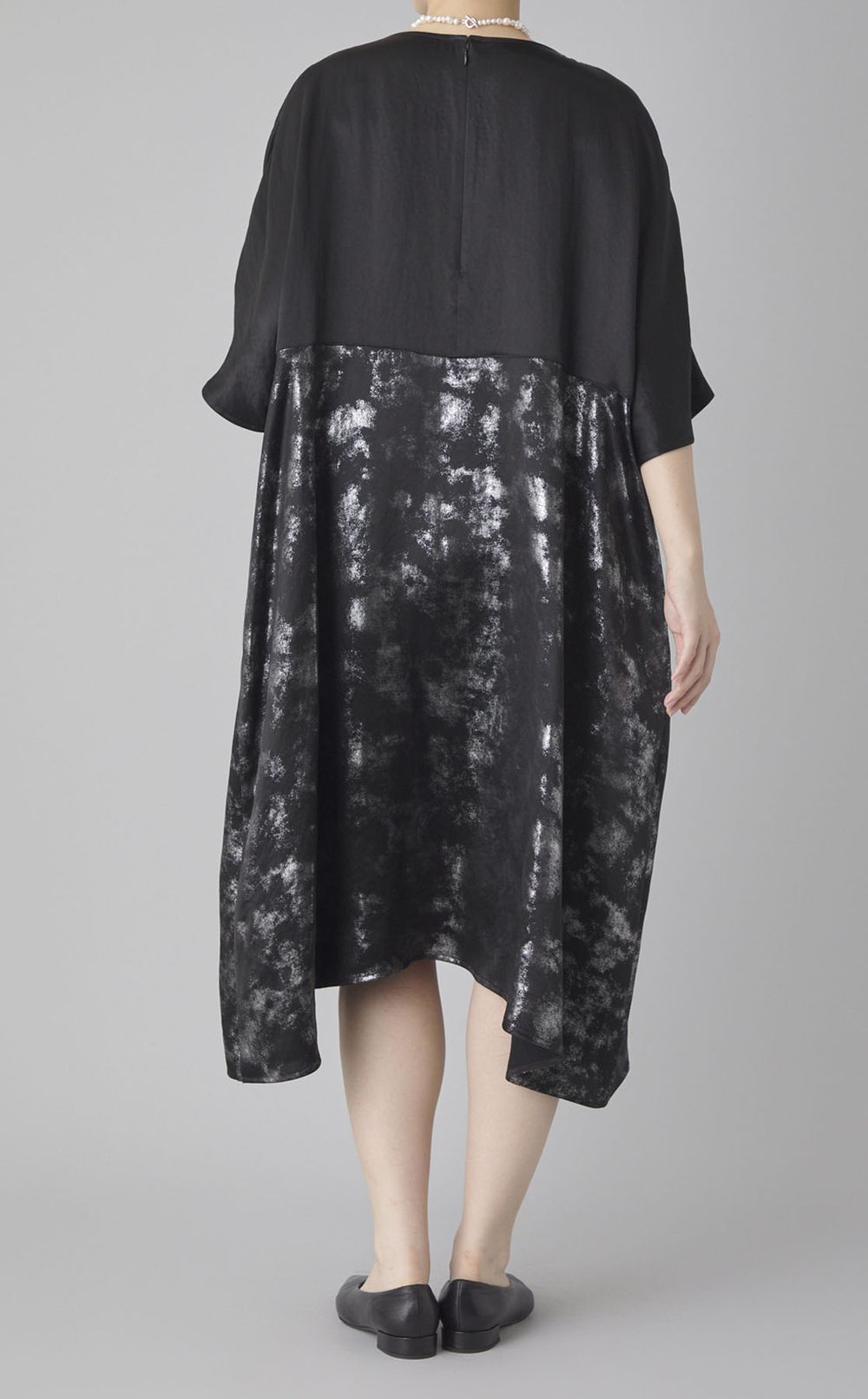 プリントドレープボリュームワンピース