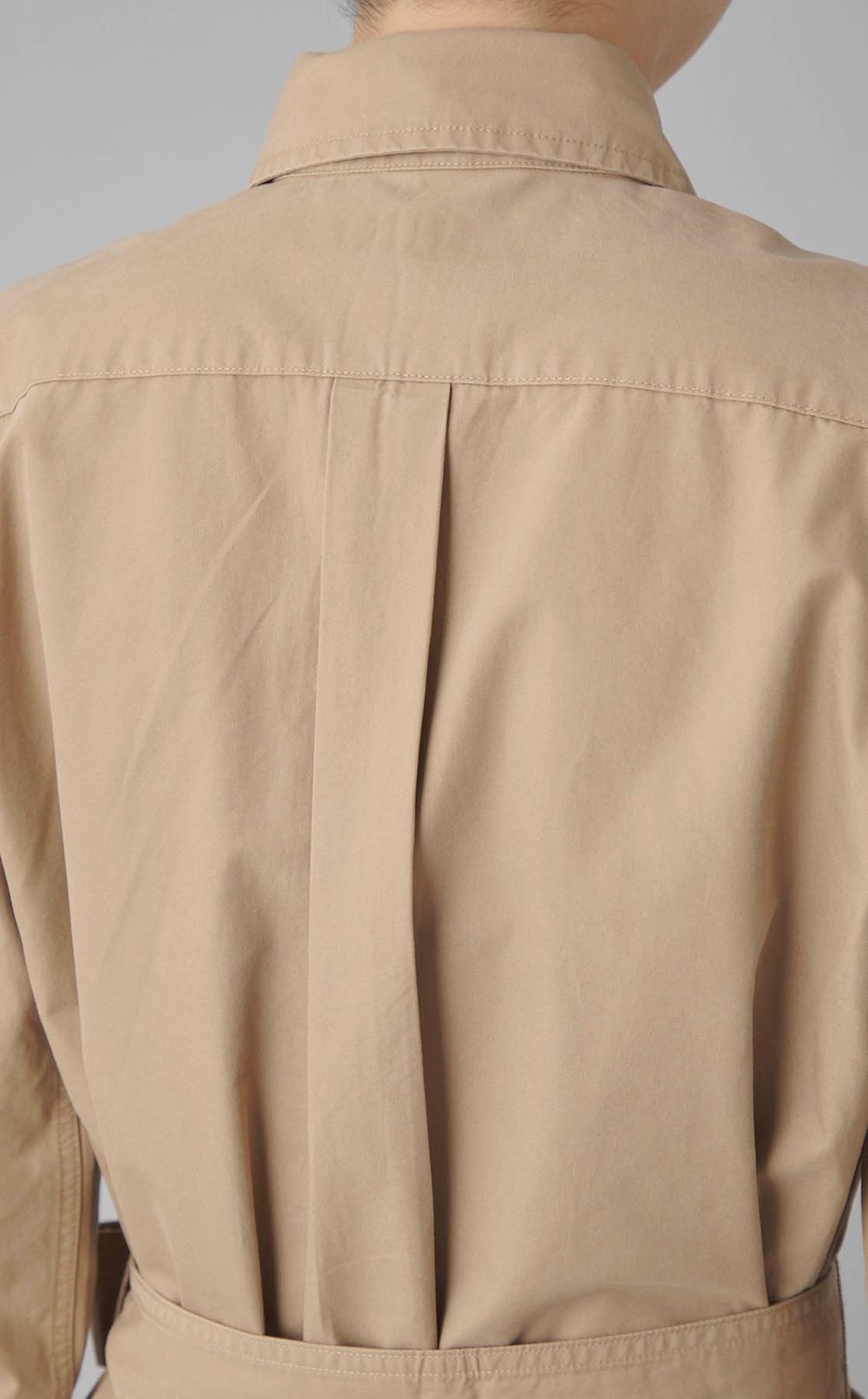 ベルト付きツイルシャツワンピース