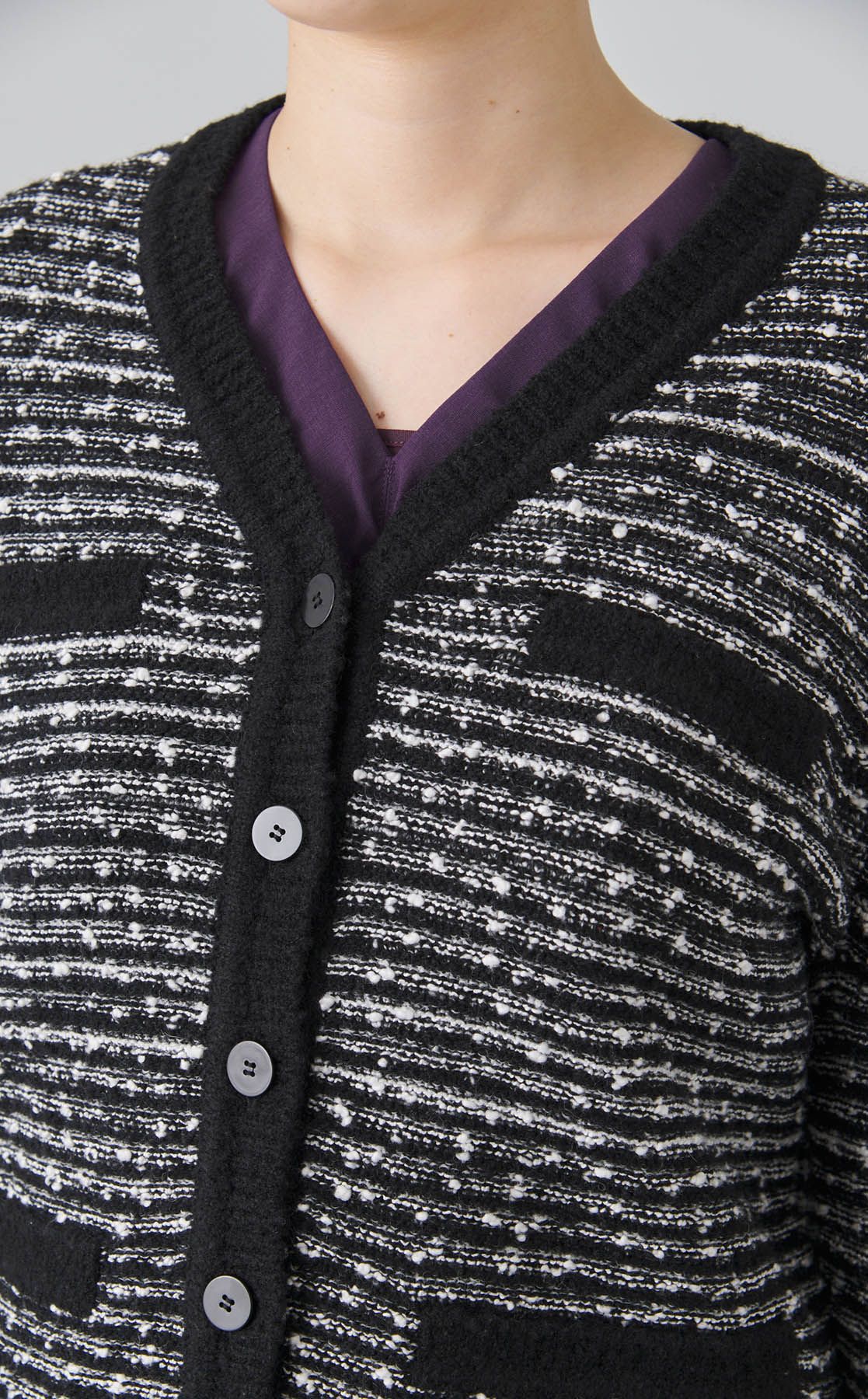 Theory luxe｜ツイード調Vネックカーディガン