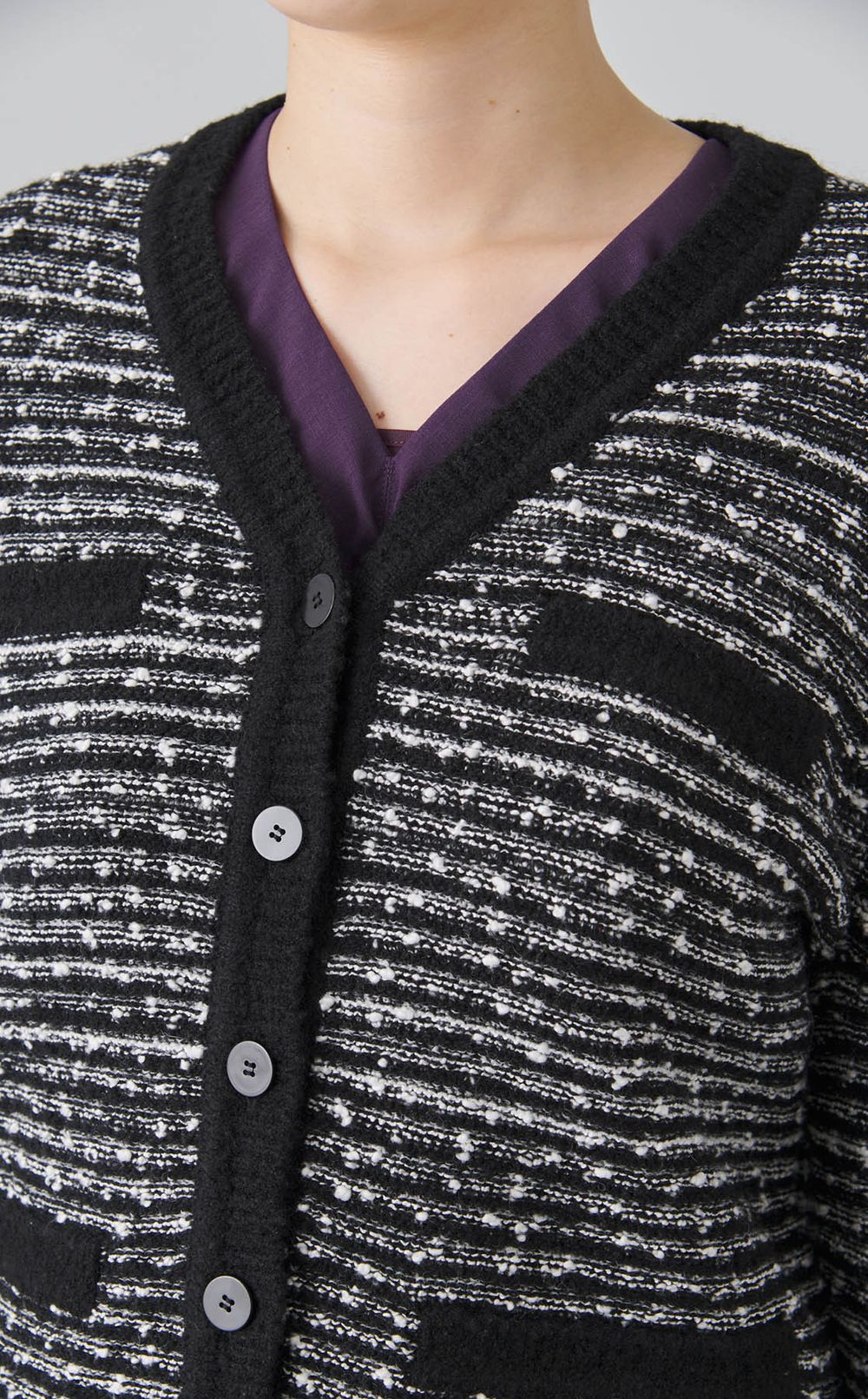 ツイード調Vネックカーディガン