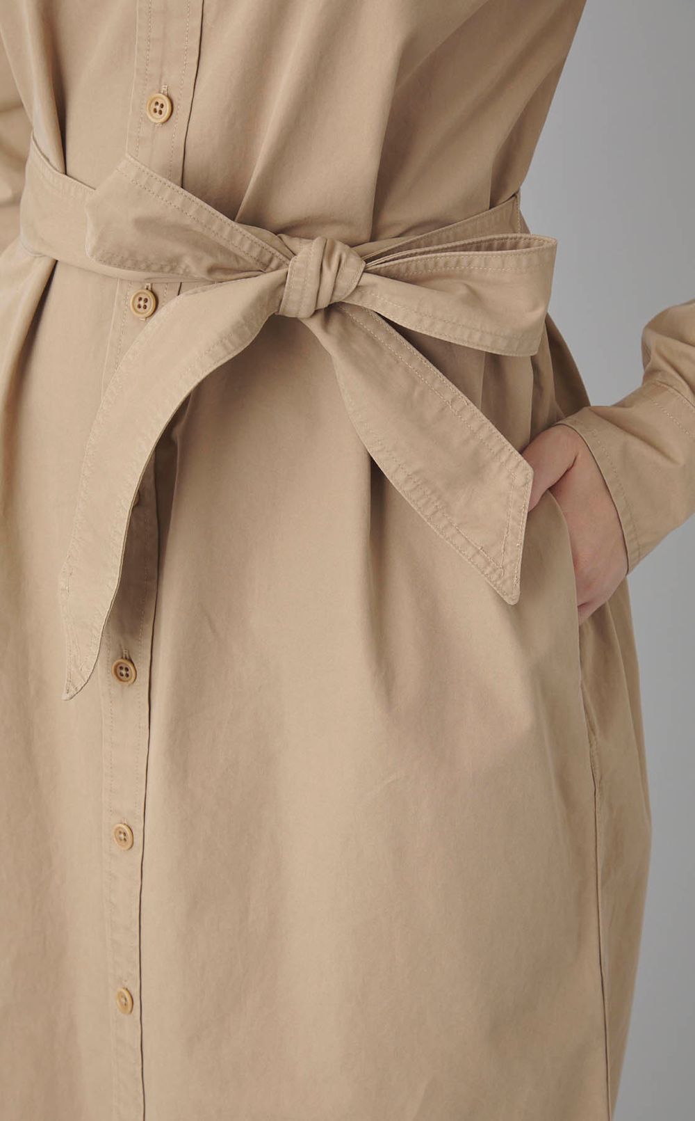 ベルト付きツイルシャツワンピース