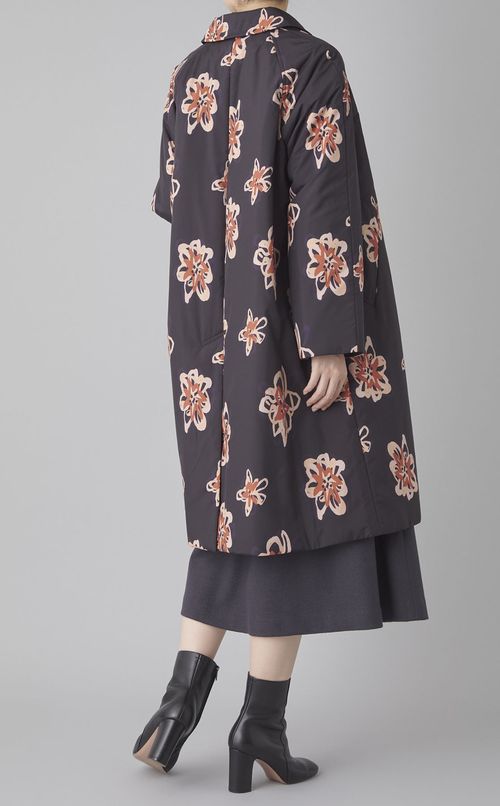 フラワープリントステンカラーコート