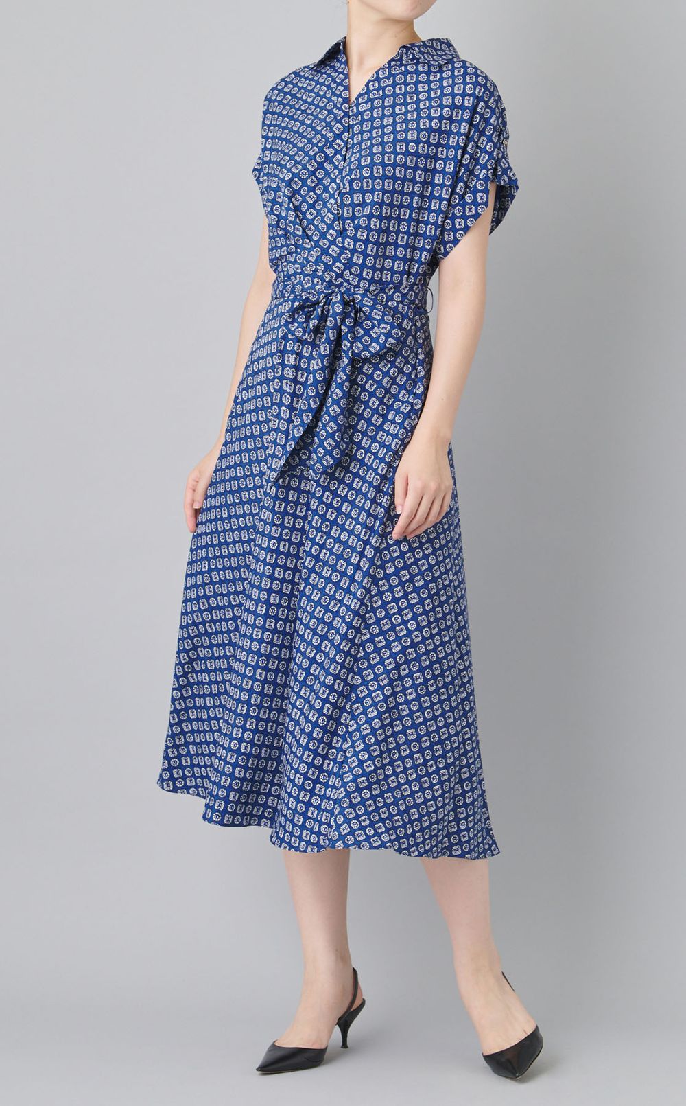 プリントウエストマークワンピース