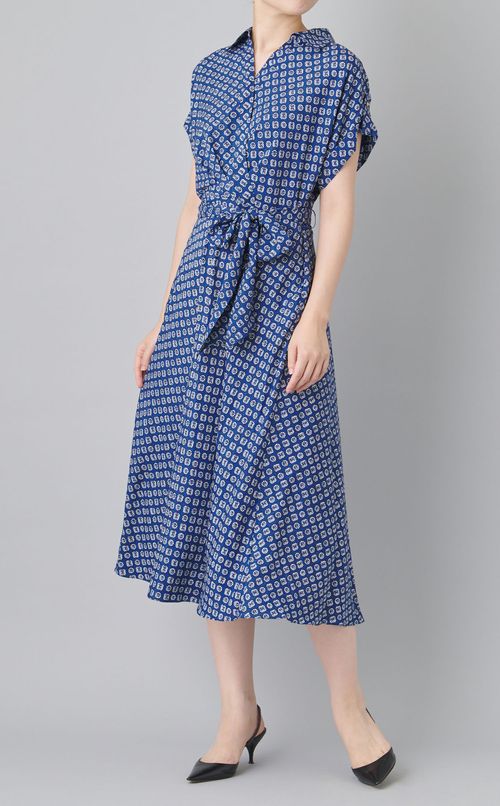 プリントウエストマークワンピース