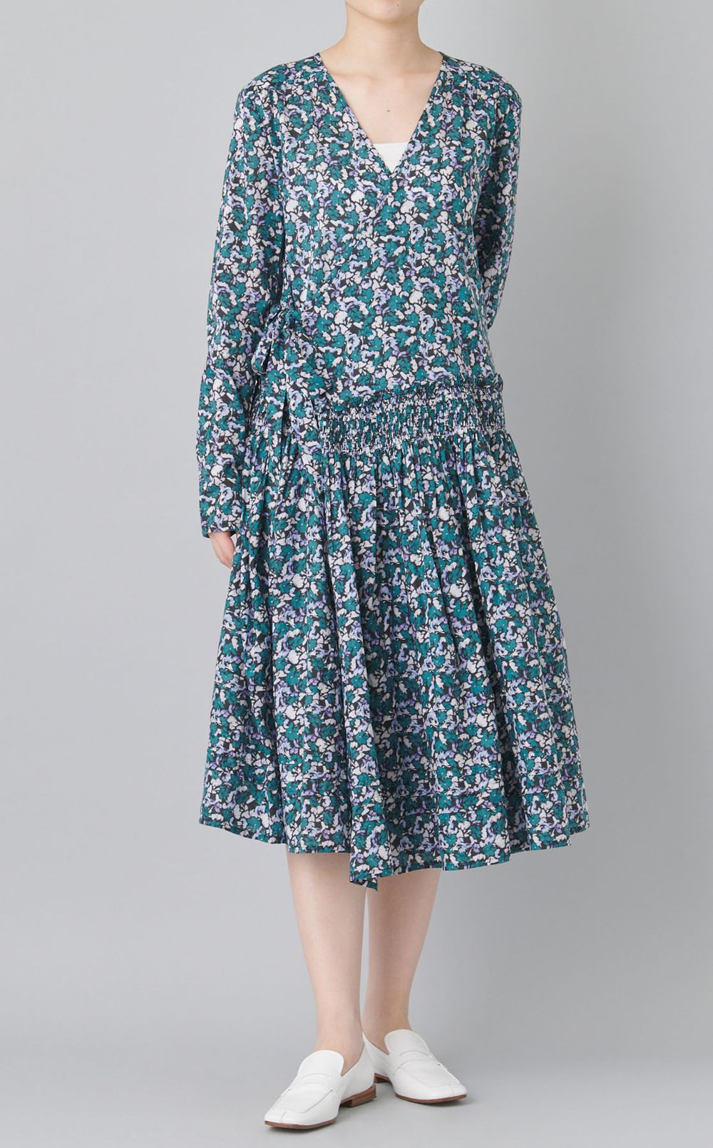 フラワースモッキングラップワンピース