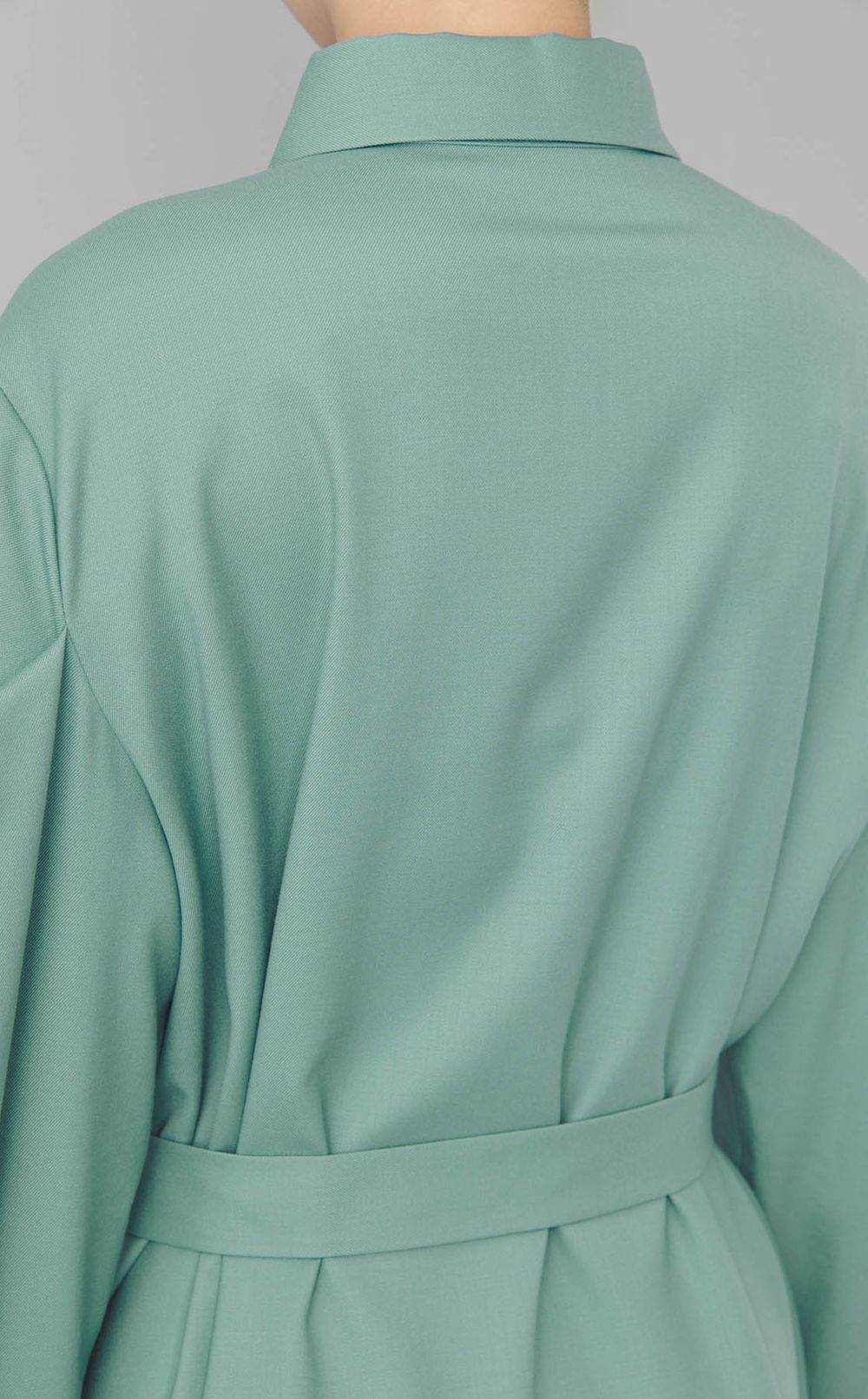 ベルト付きウールシャツワンピース