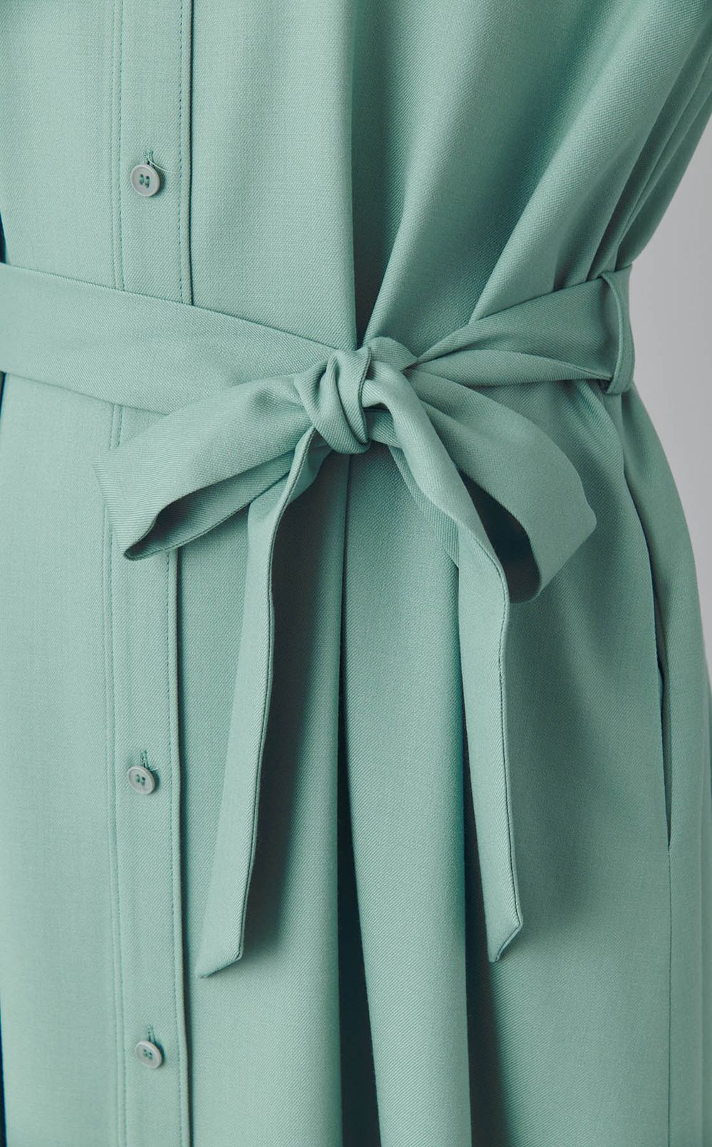 ベルト付きウールシャツワンピース