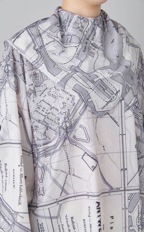 マッププリントスカーフカラーワンピース