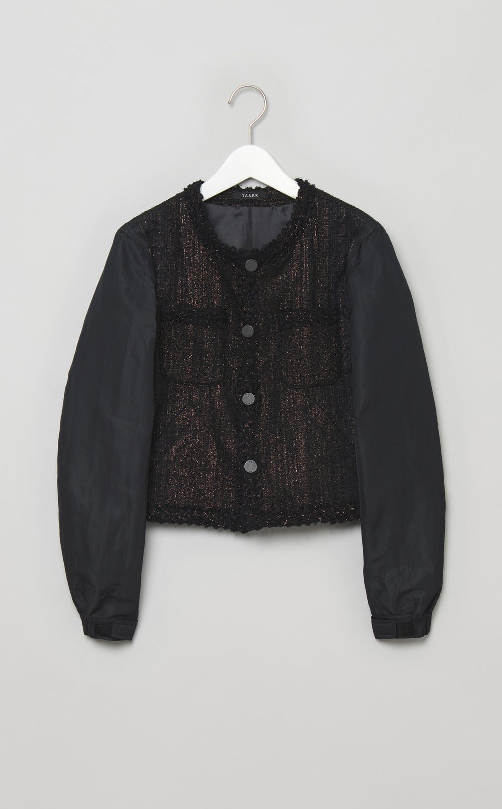 グリッターツイードノーカラーブルゾン