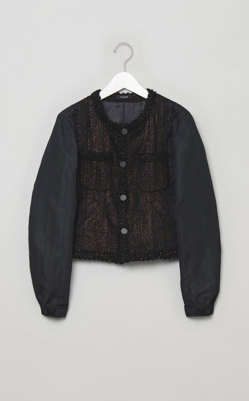 グリッターツイードノーカラーブルゾン