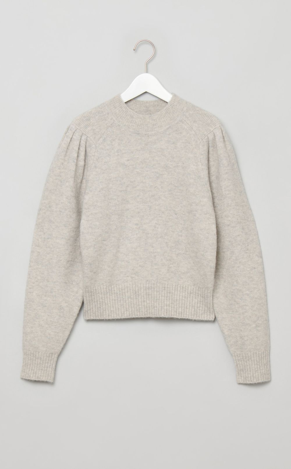ウールパフスリーブハイネックニット