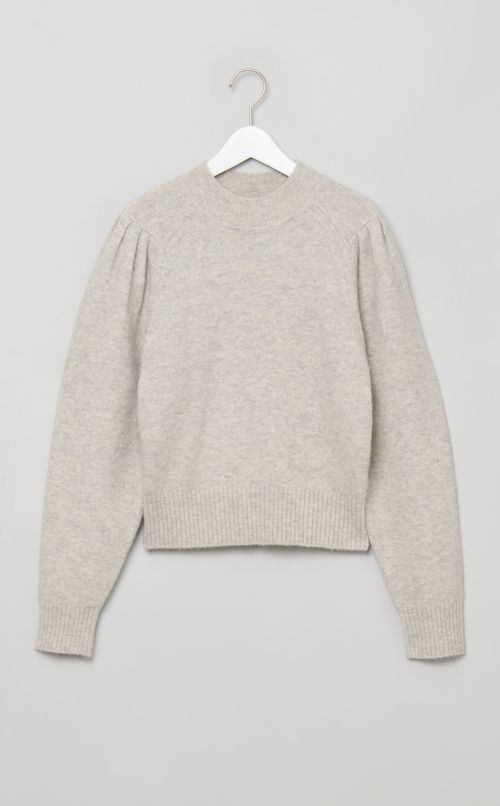 ウールパフスリーブハイネックニット