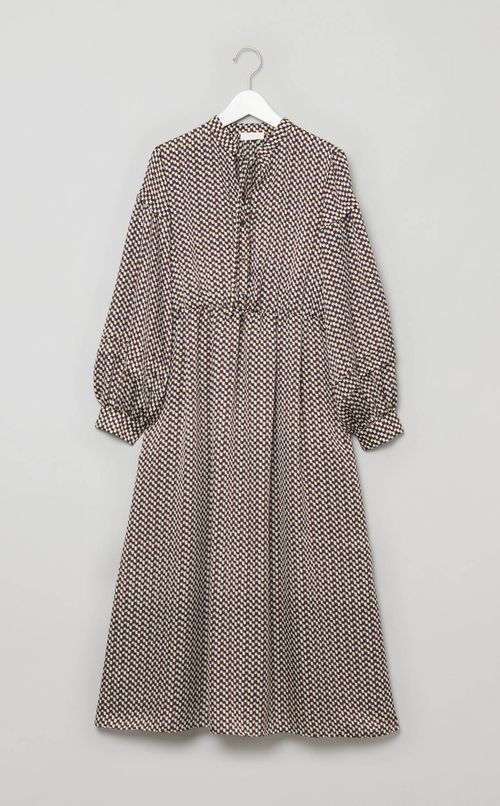 プリントウエストギャザーワンピース