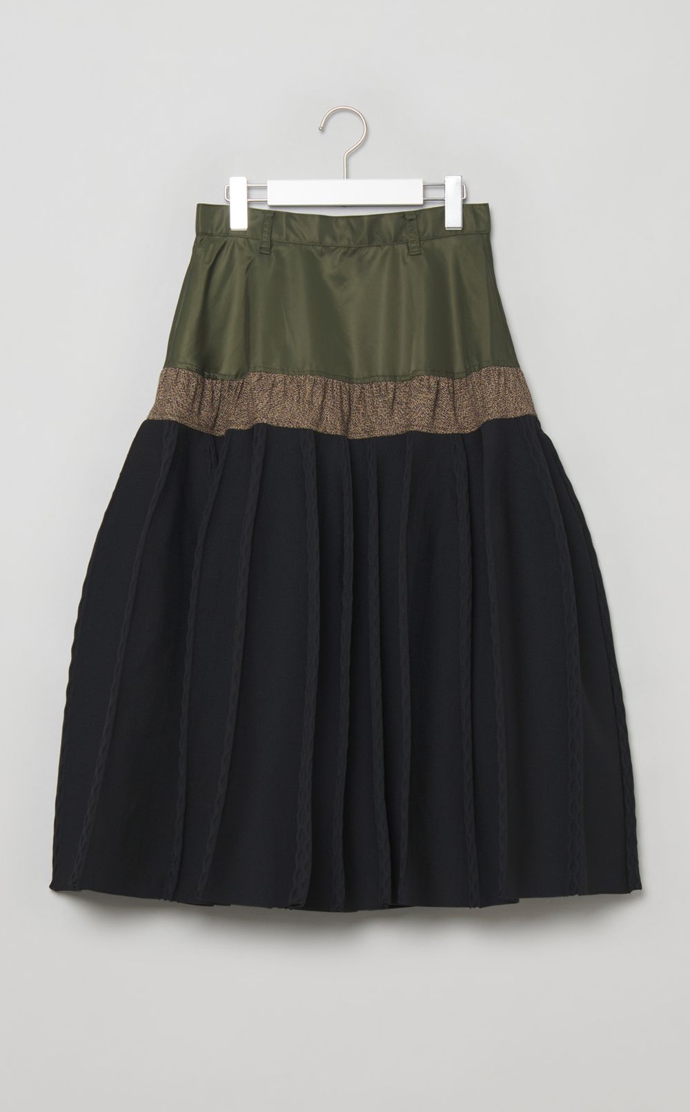 コンビネーションプリーツフレアスカー卜