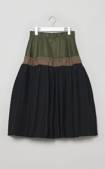 コンビネーションプリーツフレアスカー卜