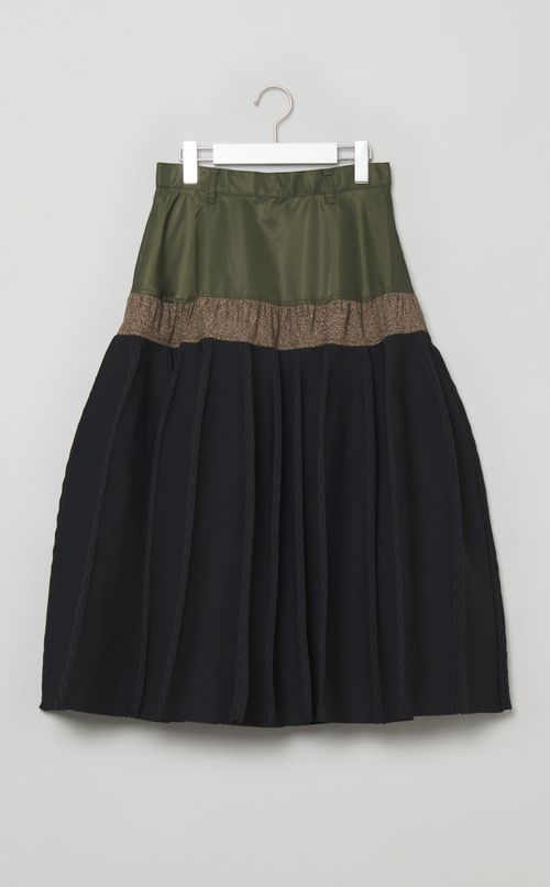 コンビネーションプリーツフレアスカー卜