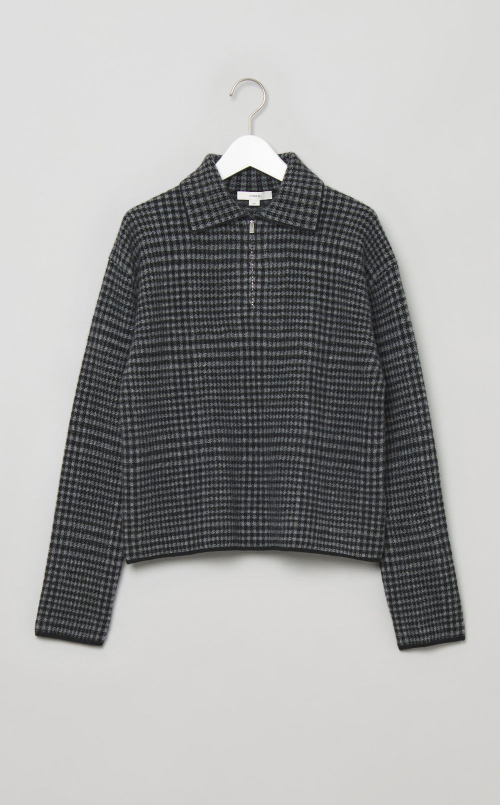 ウールカシミヤチェックニットブルゾン