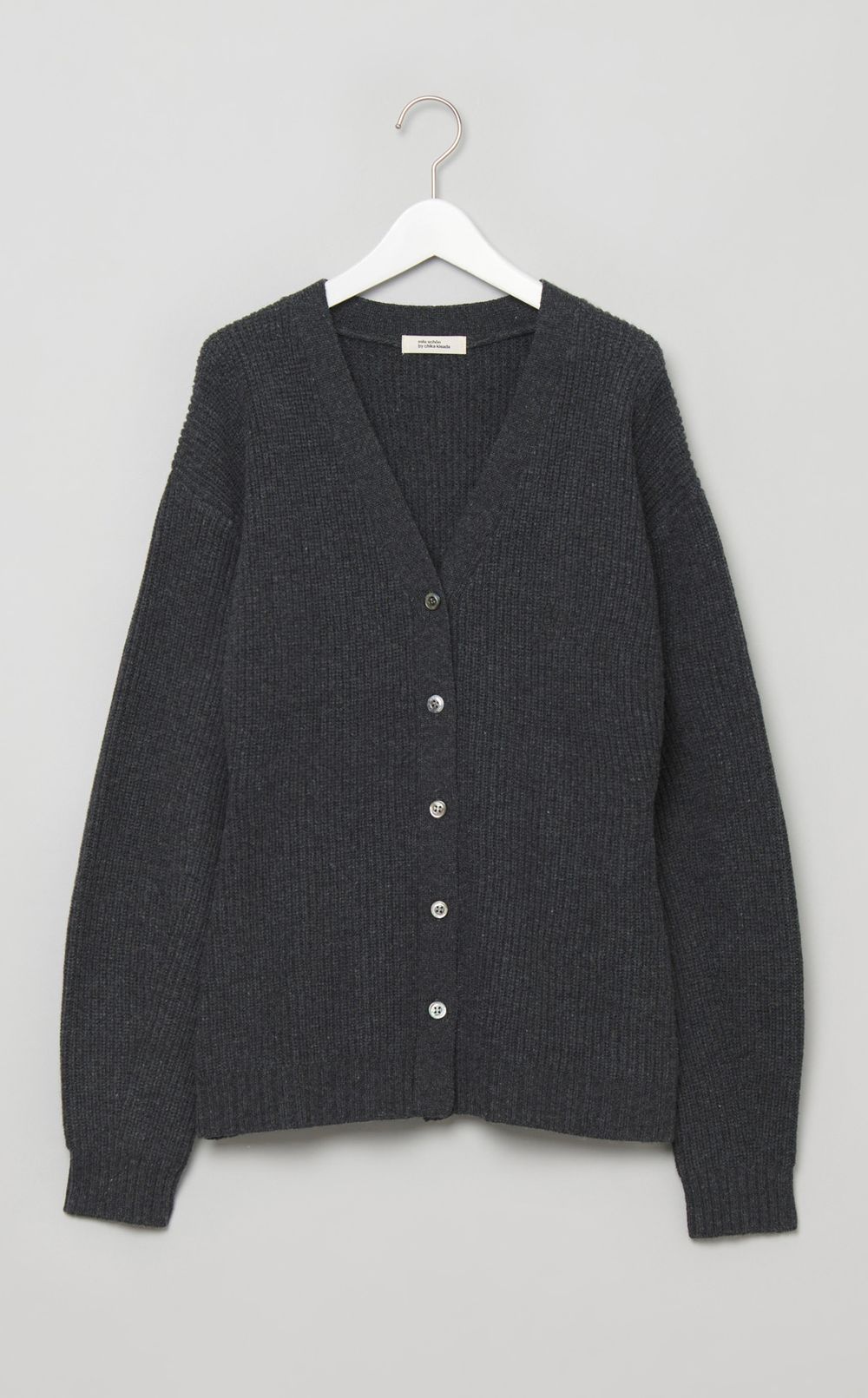 ウールリブVネックシェイプカーディガン