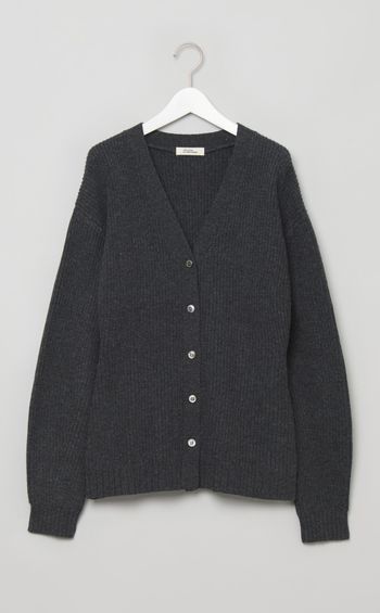 ウールリブVネックシェイプカーディガン