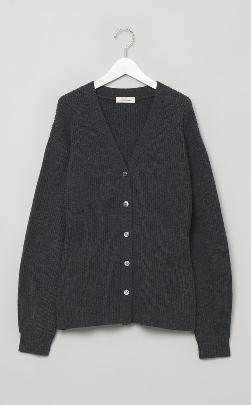 ウールリブVネックシェイプカーディガン