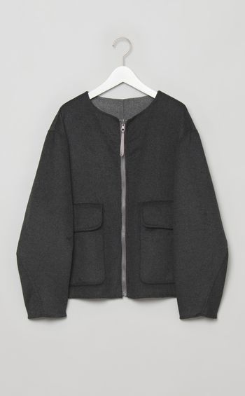 リバーシブルノーカラーブルゾン