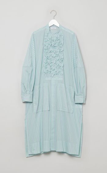 フリルロングシャツワンピース