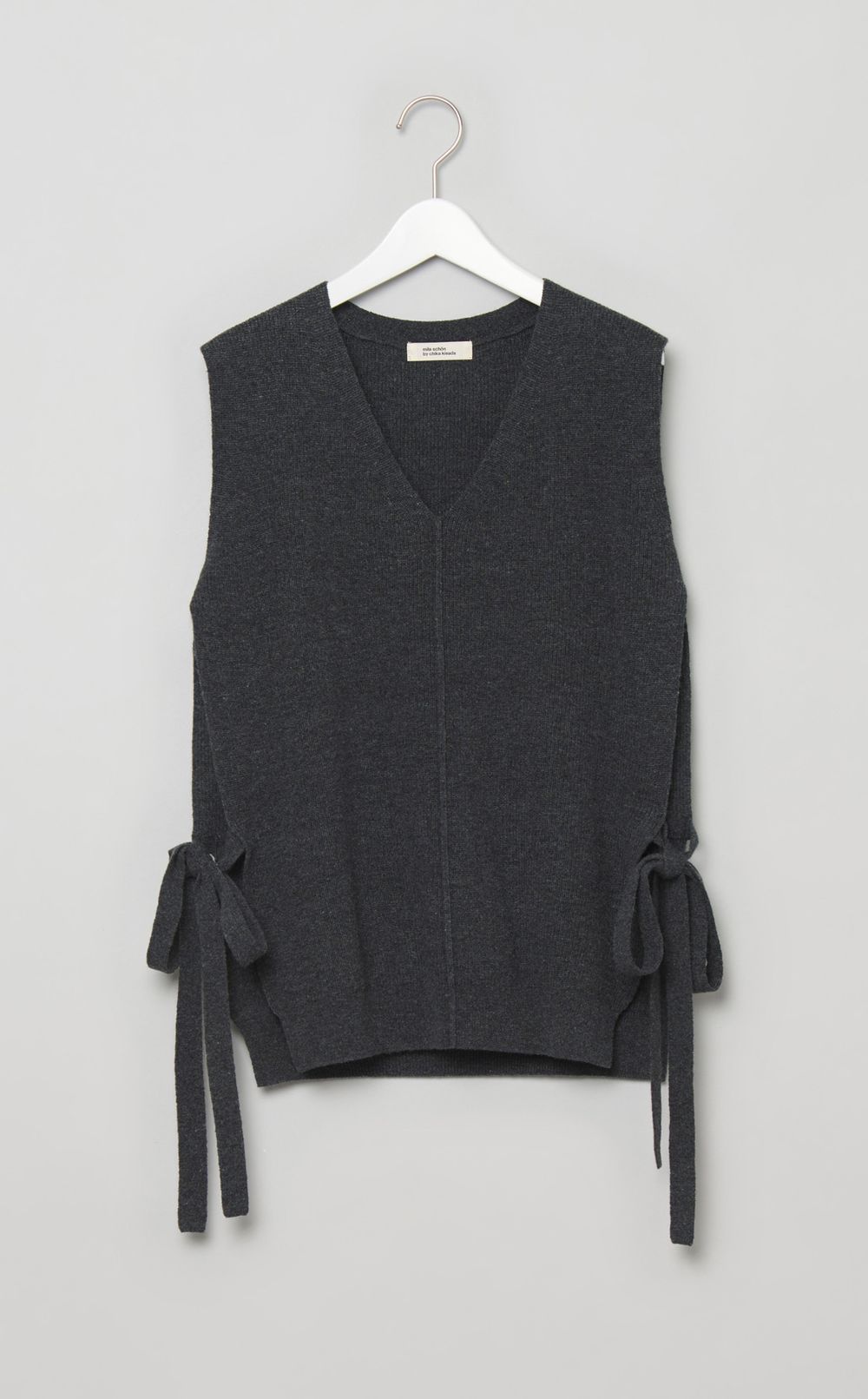 ウールVネックサイドリボンベスト