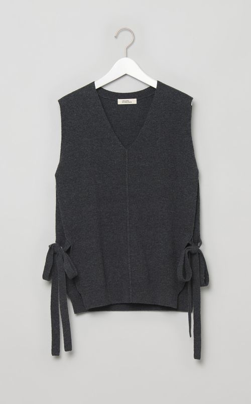 ウールVネックサイドリボンベスト