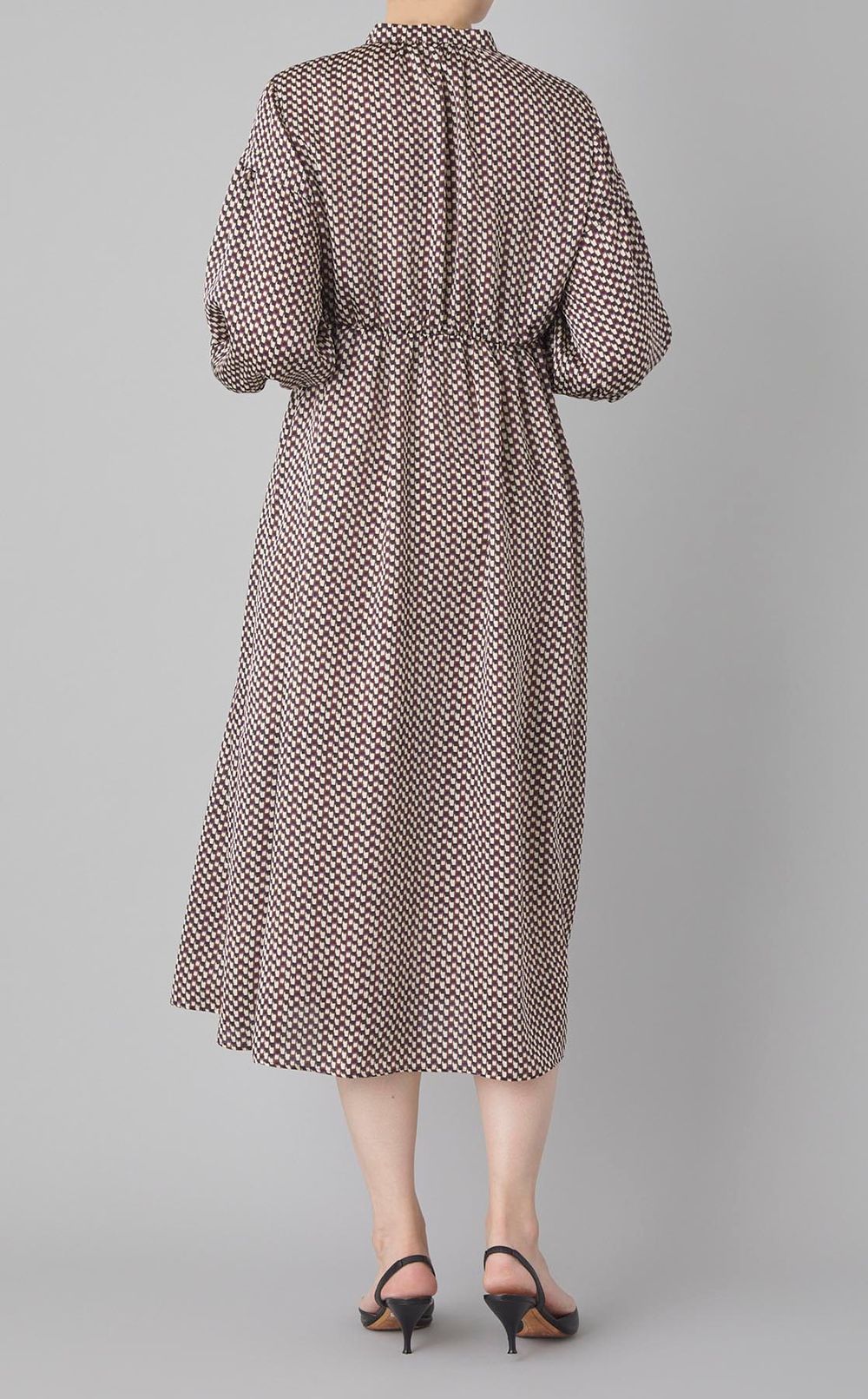 プリントウエストギャザーワンピース