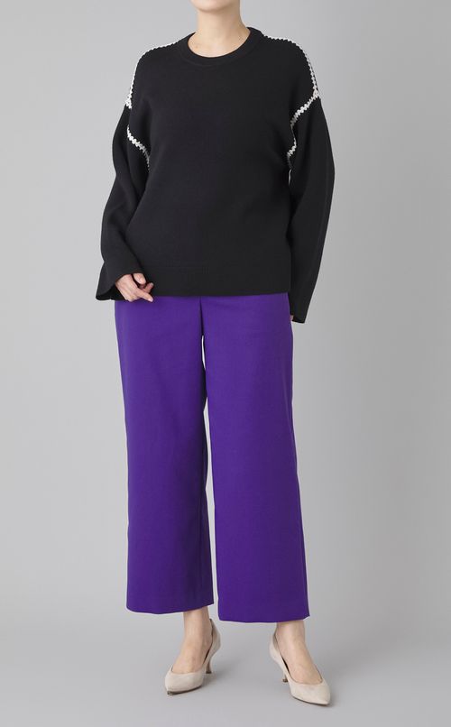 配色ステッチニットプルオーバー