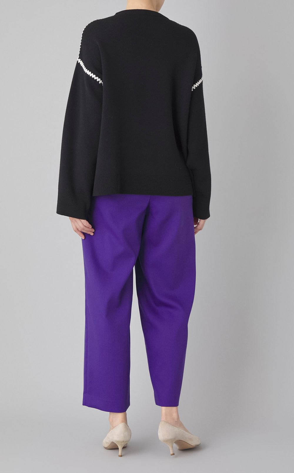 配色ステッチニットプルオーバー