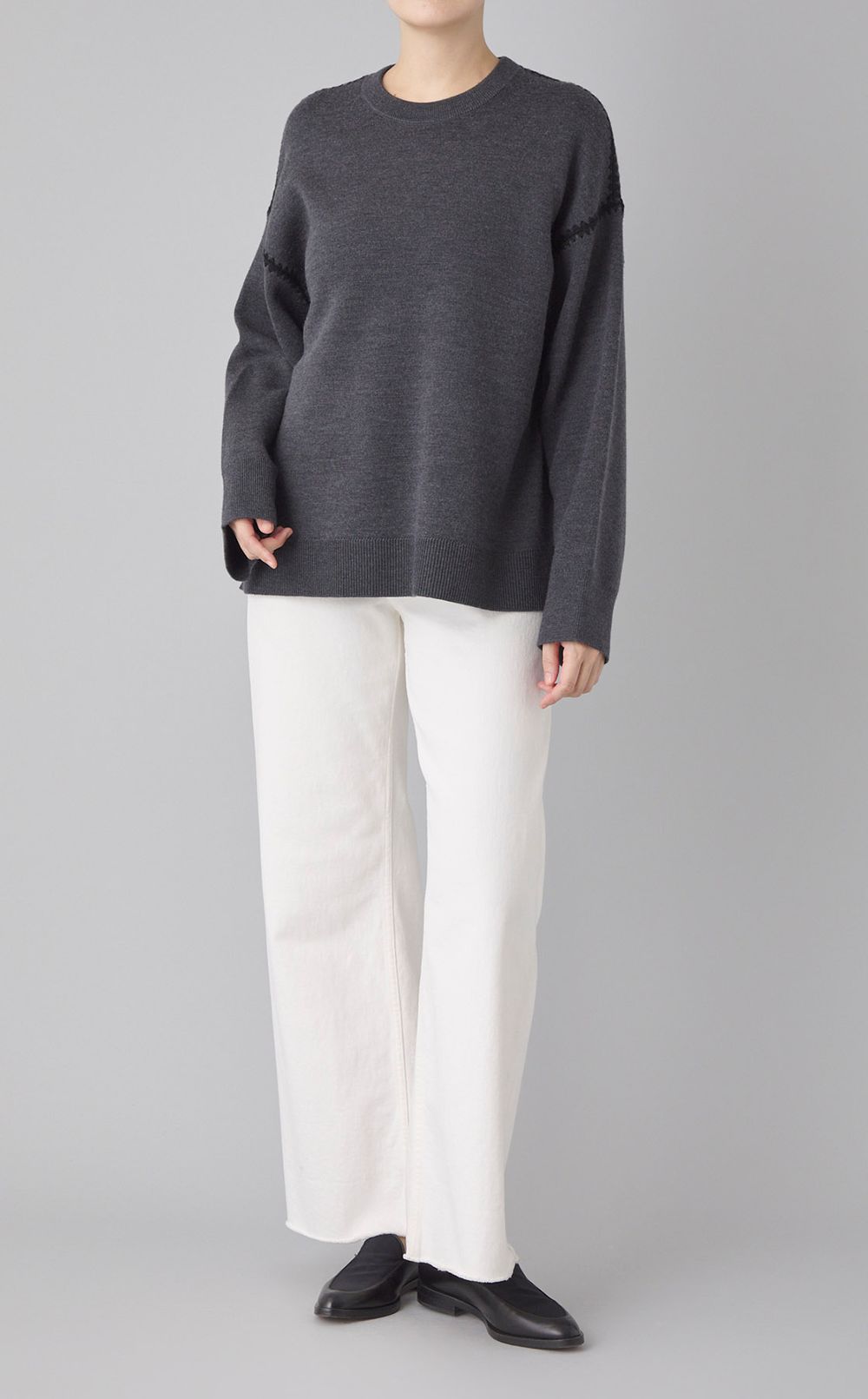 配色ステッチニットプルオーバー