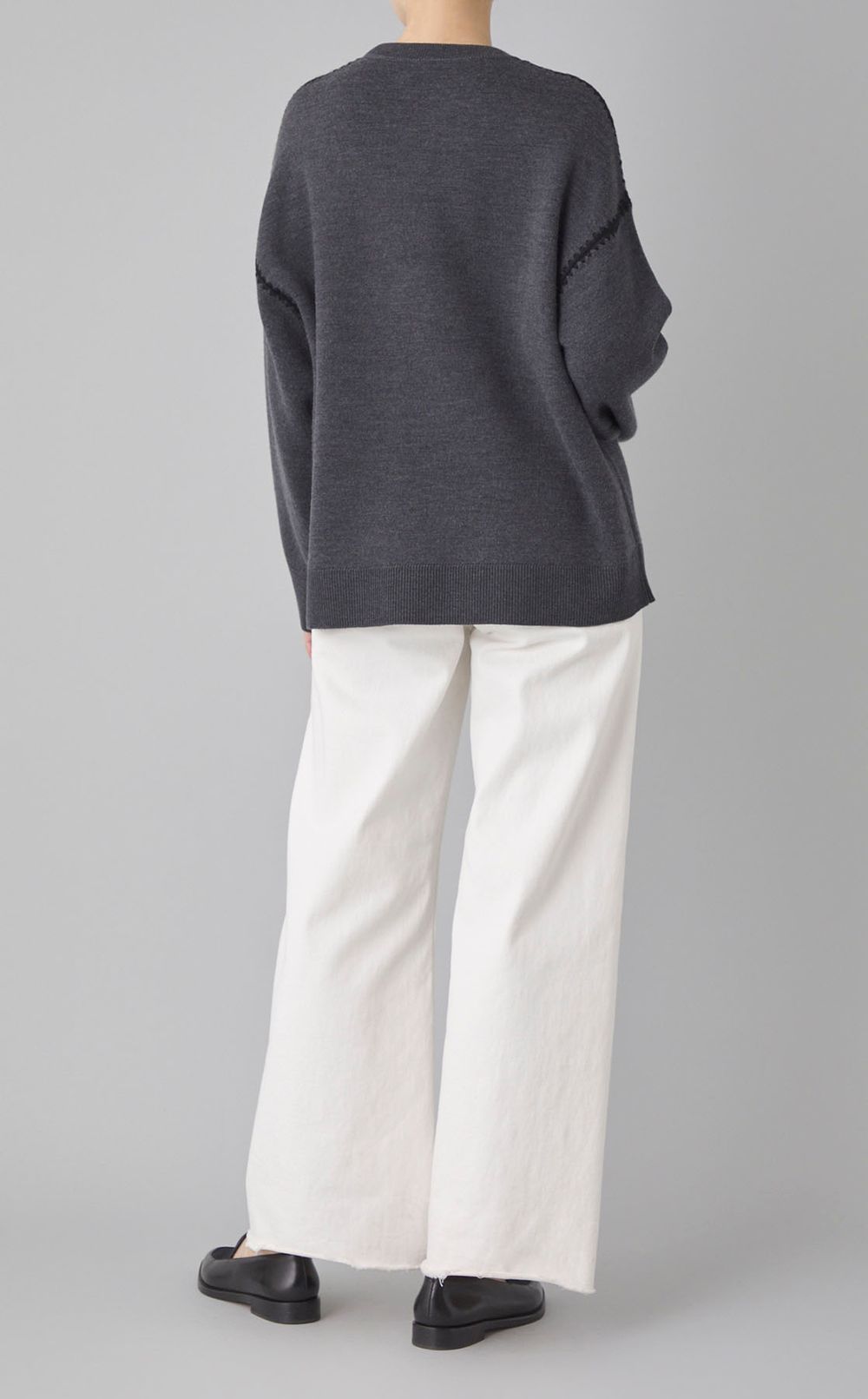 配色ステッチニットプルオーバー