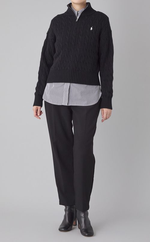 ジップアップケーブルニット