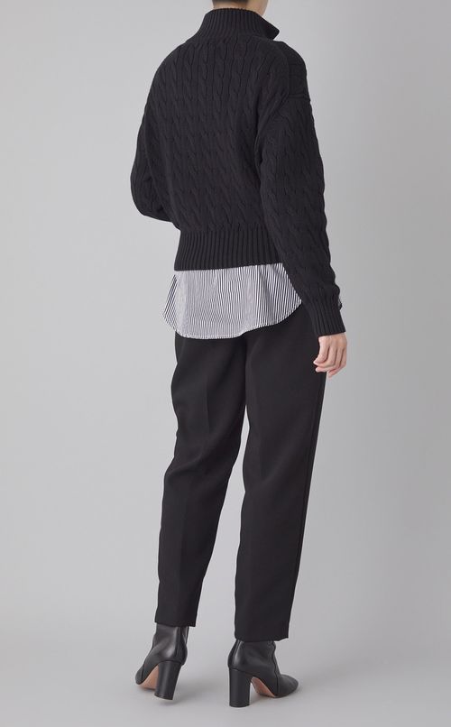 ジップアップケーブルニット