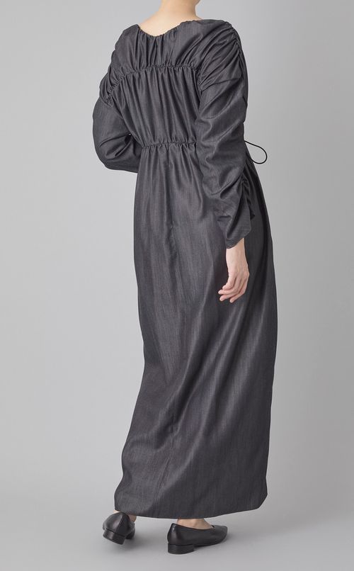 シャンブレーギャザースリーブワンピース