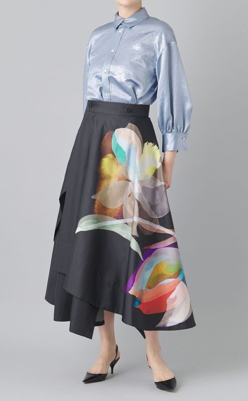 プリントラップサーキュラースカート