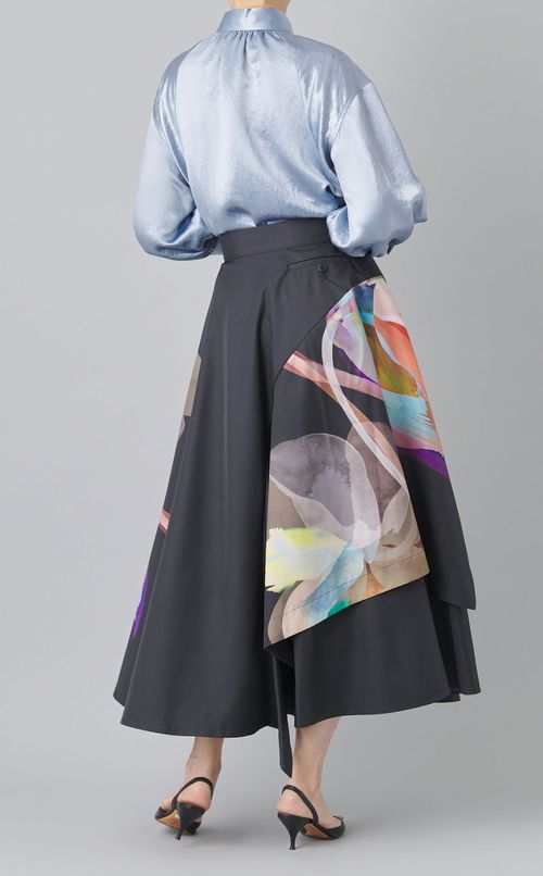 プリントラップサーキュラースカート