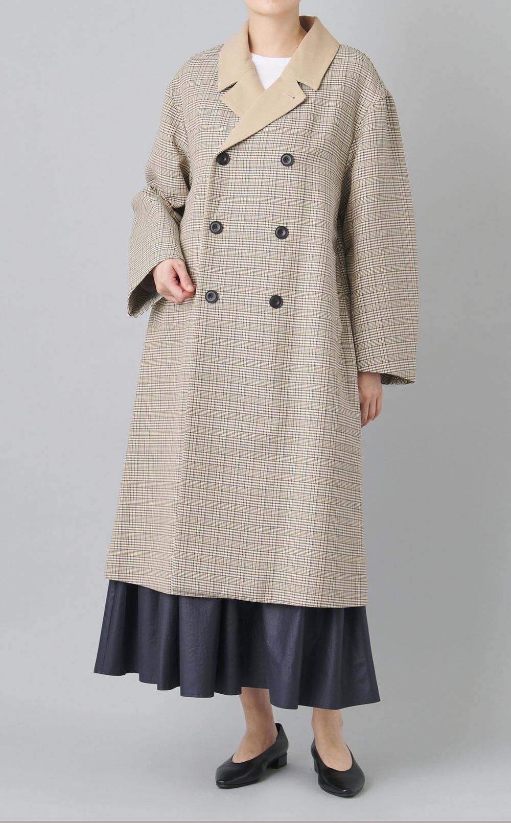 グレンチェックロングコート