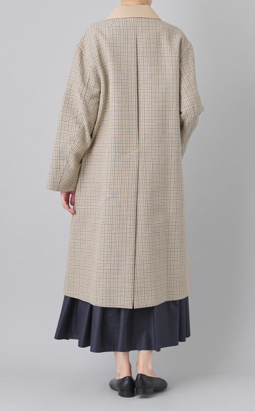グレンチェックロングコート